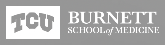 TCU Gray and White logo for TCU Burnett School of Medicine.